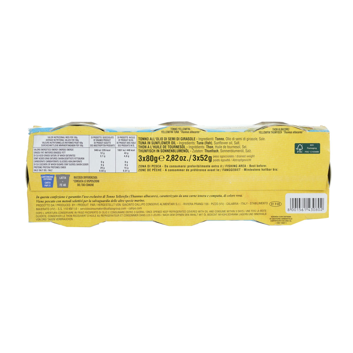 Tuna Yellowfin Sunflower Oil 80g x 3pcs image 3