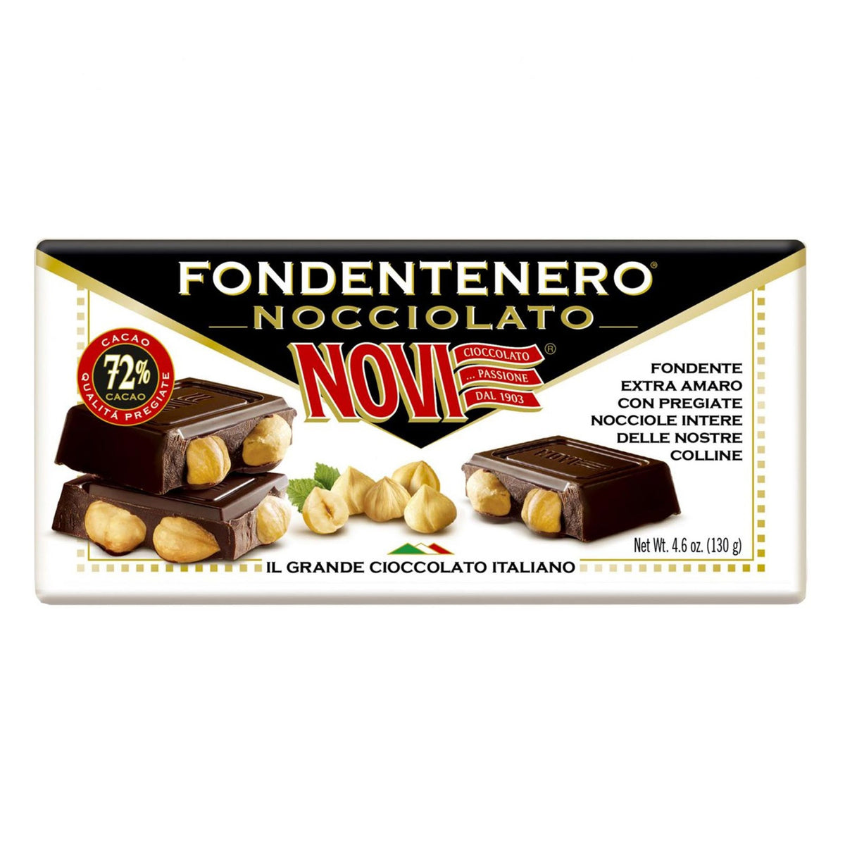 Fondentenero Dark 72% Chocolate with Hazelnut 130g image 1