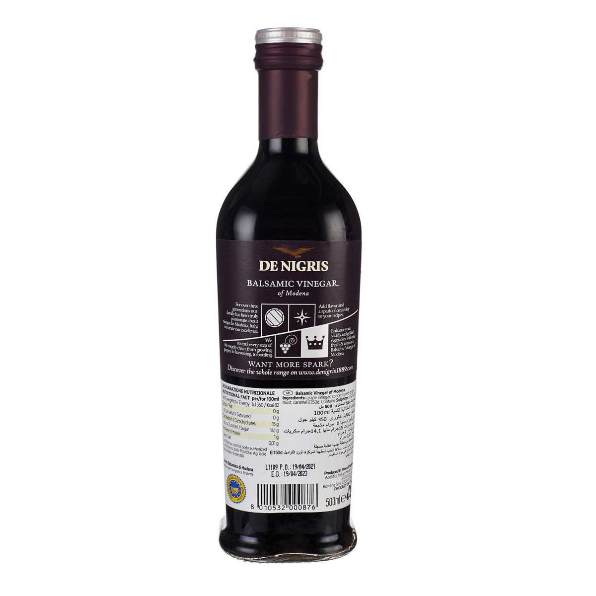 Balsamic Vinegar Modena 25% Grape Must Dressing 500ml image 2