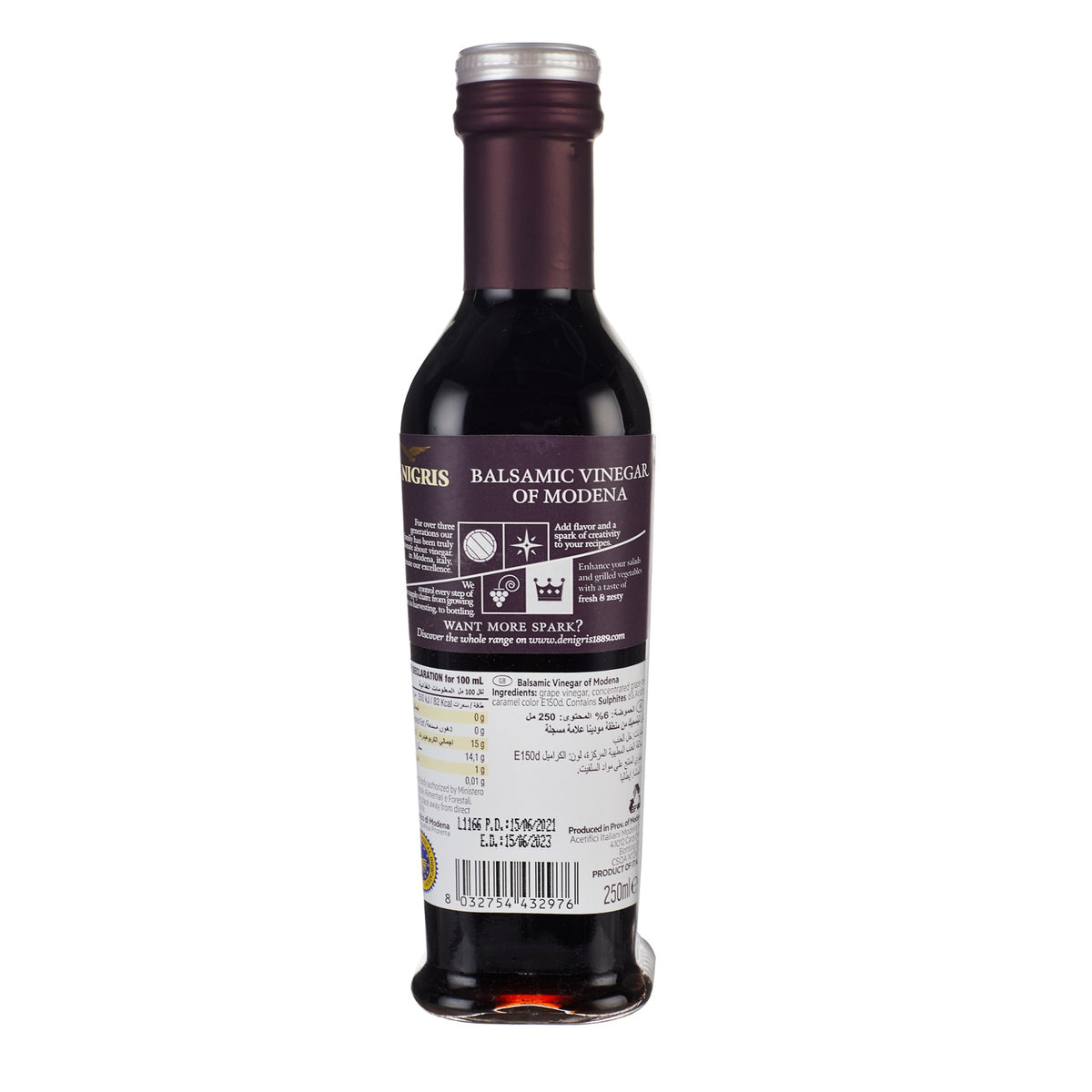 Balsamic Vinegar Modena 25% Grape Must Dressing 250ml image 3
