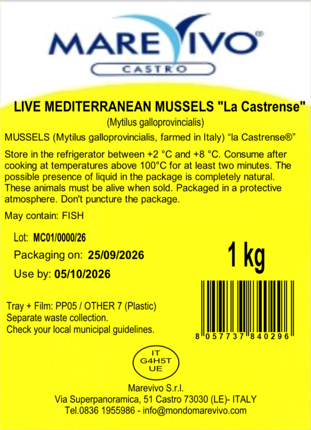 Live Mussels "La Castrense" - Mediterranean Mussels 1kg image 2
