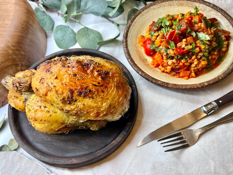 Italian Roast Chicken with Pearl Barley Risotto