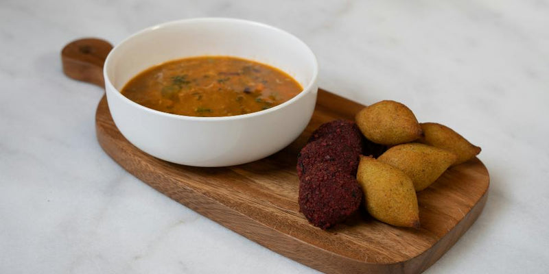 Lentil Soup with Falafel and Kibbeh