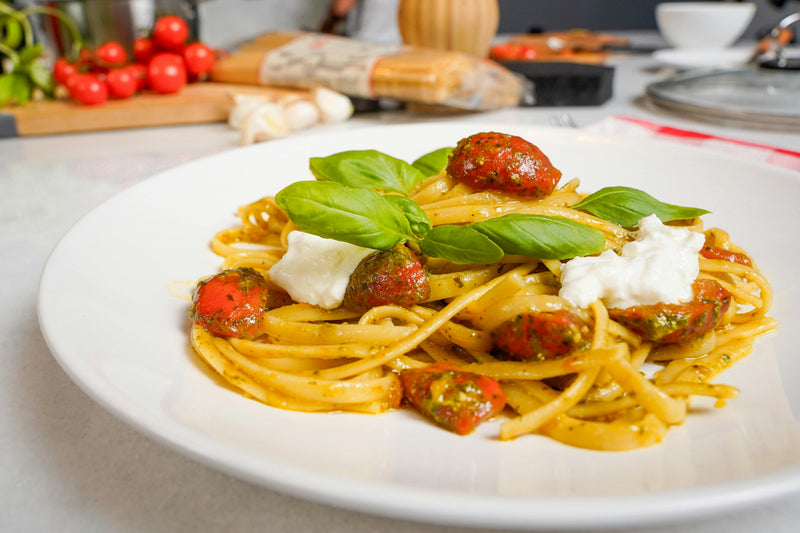 Giuseppe’s Pesto Pasta with Burrata