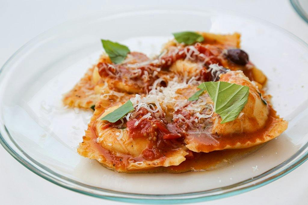 Ravioli with Burrata & Tomatoes