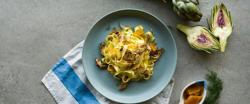 Tagliatelle with bottarga, artichoke & fennel